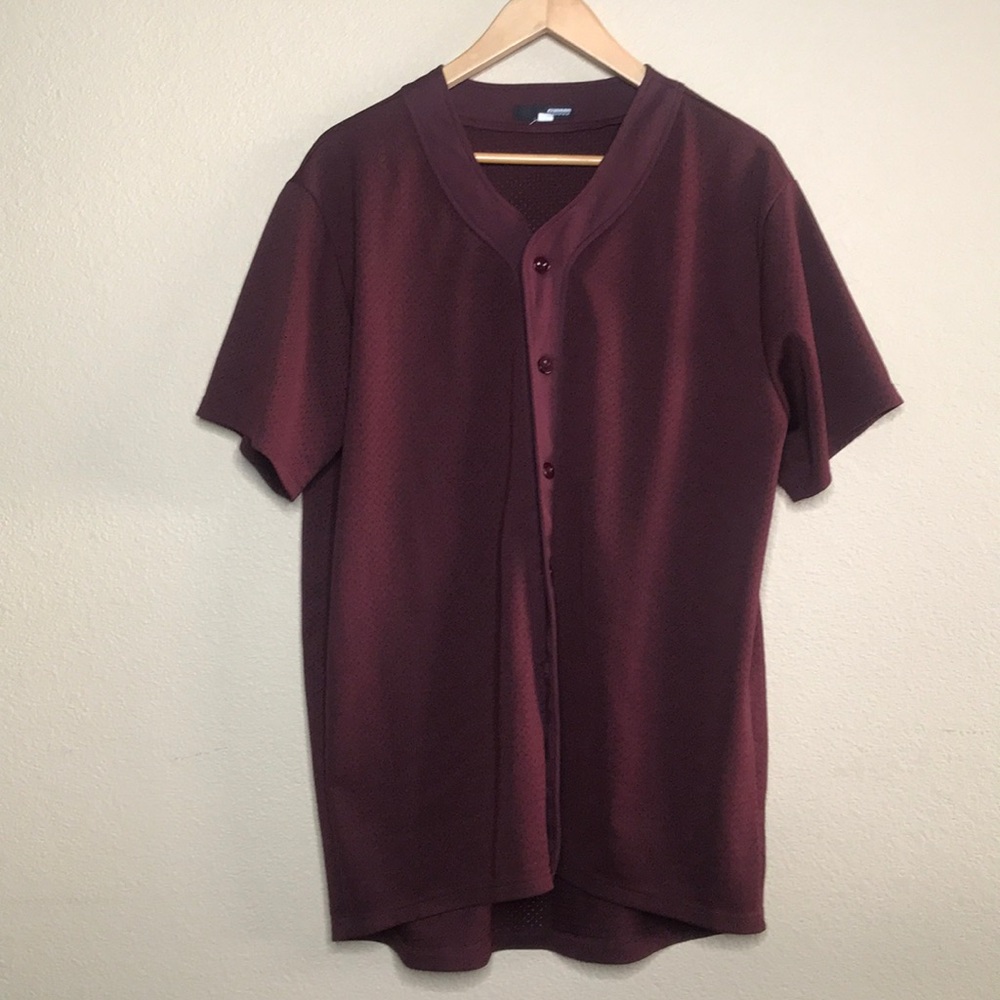 Maroon jersey button up